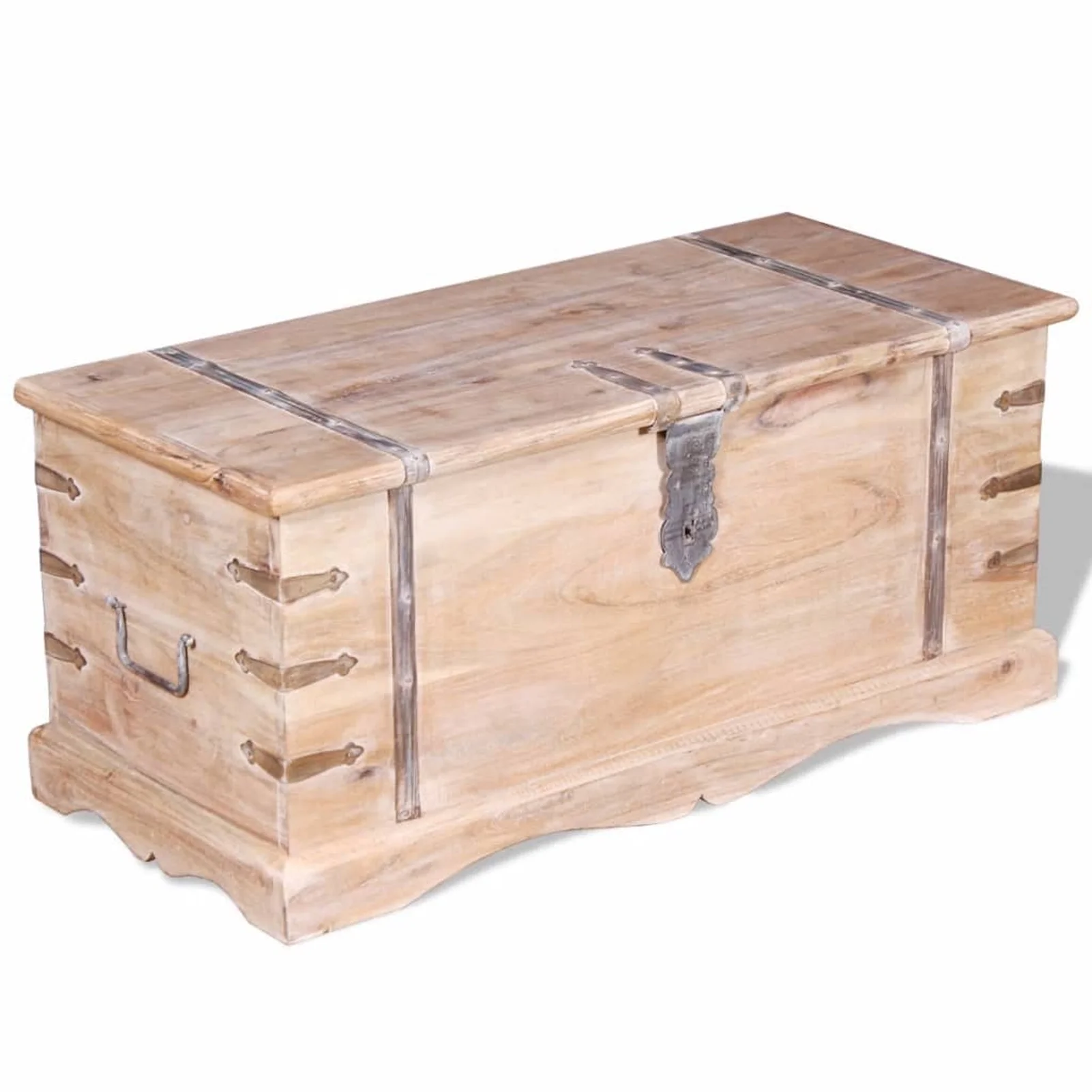 Dcenta Wooden Storage Chest, Acacia Wood Storage Box, Wooden Trunk Brown for Living Room, Bedroom, Closet