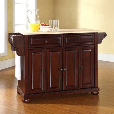 Hedon Kitchen Island Three Posts Base Finish: Vintage Mahogany