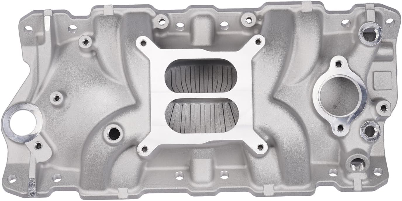 2701 Engine Dual Plane Intake Manifold Compatible with 1955-1986 Chevy 305 327 350 383 Small Block V8 - Idle - 5500 RPM Range