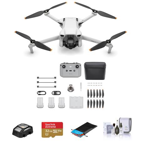 Mini 3 Drone Fly More Combo with RC-N1 Controller Bundle with 32GB microSDHC Memory Card, Aries Strobe Anti-Collision Light, Foldable Landing Pad Pro