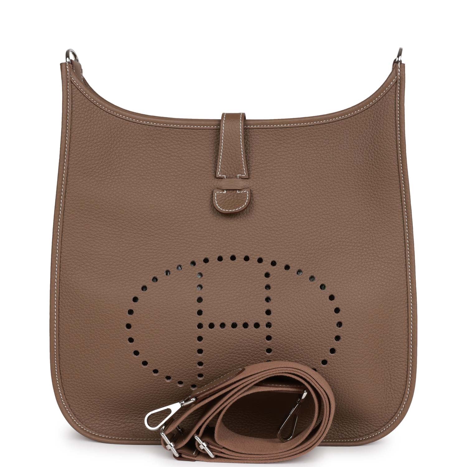Hermes Evelyne III GM Etoupe Clemence Palladium Hardware