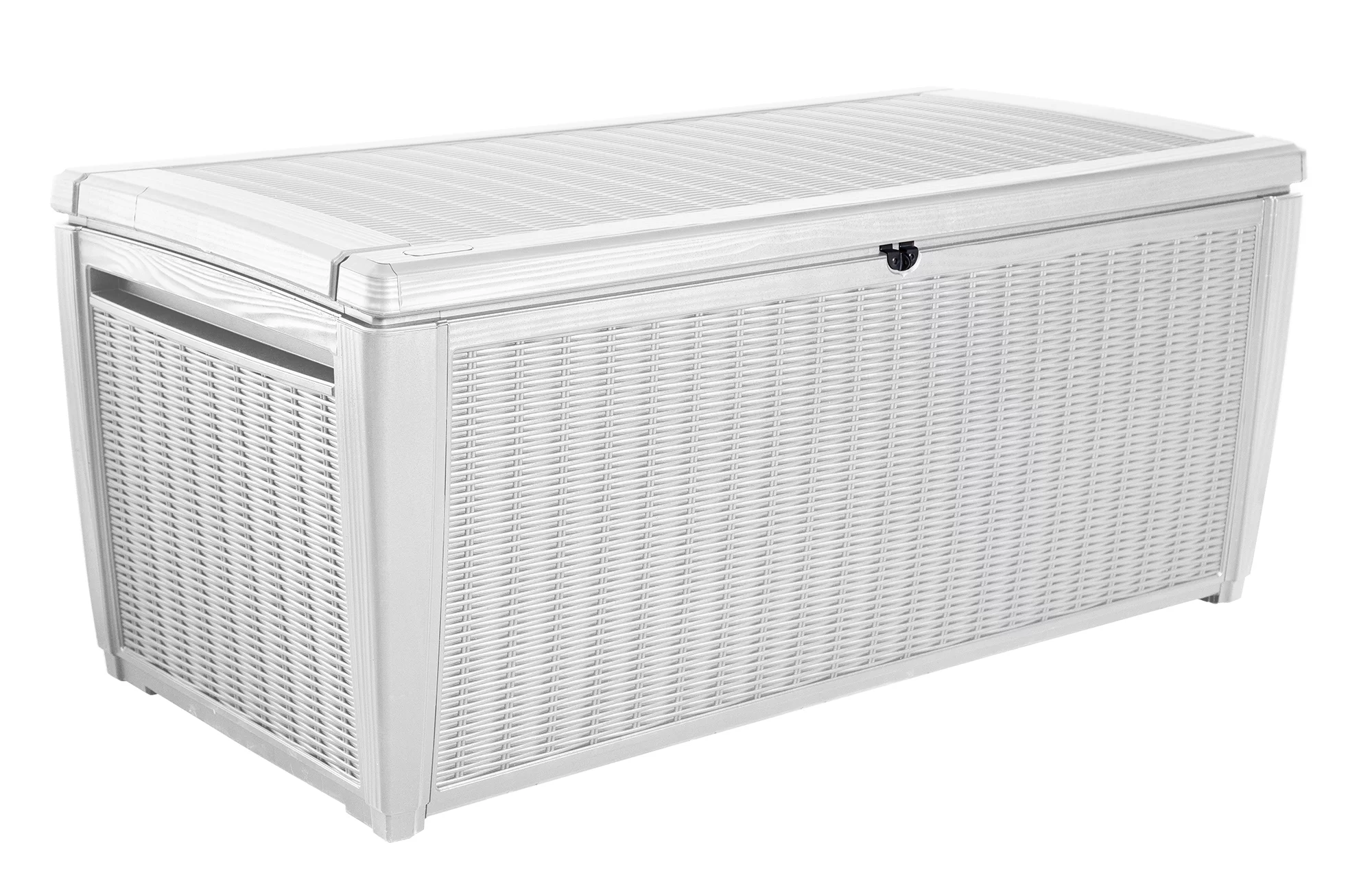 Keter Sumatra 135 Gallon Resin Deck Box with Pool Kit, White