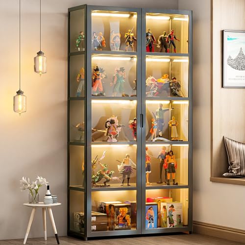 5-Tier Curio Display Cabinet, Storage Shelves with Acrylic Door, Collectibles Toy Organizers Rack & Display Shelf