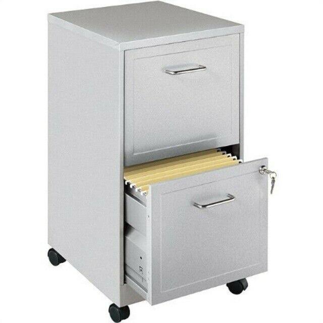Office Designs Metallic Silver 2-Drawer Mobile File Cabinet