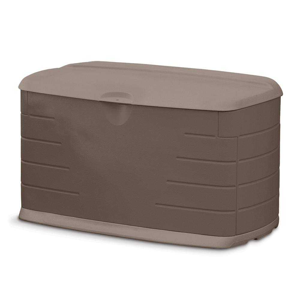 Rubbermaid 73 gal. Medium Resin Deck Box with Seat, Olive/Sandstone Resin