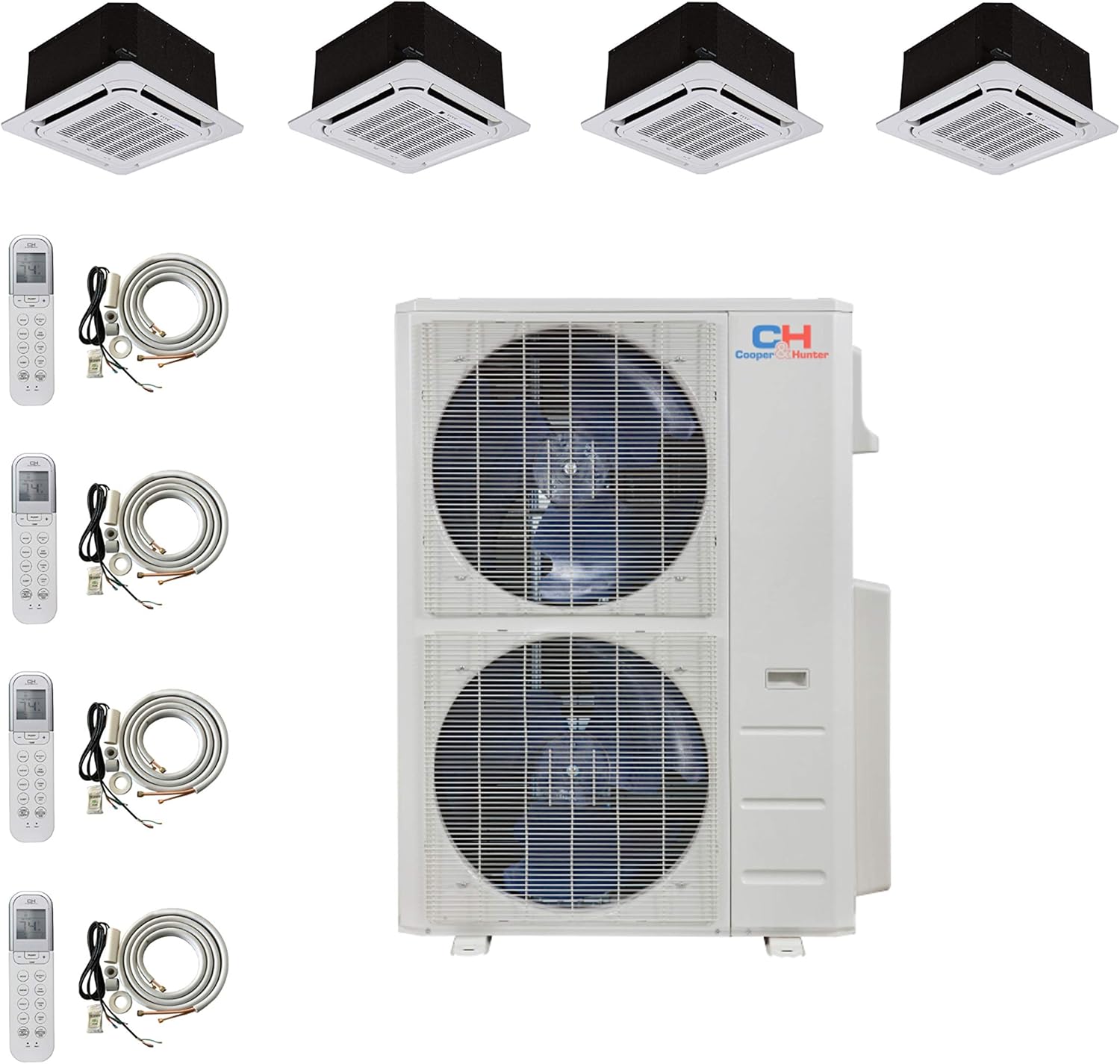Quad 4 Zone Ductless Mini Split Ceiling Cassette Air Conditioner Heat Pump 9k 12k 18k 18k