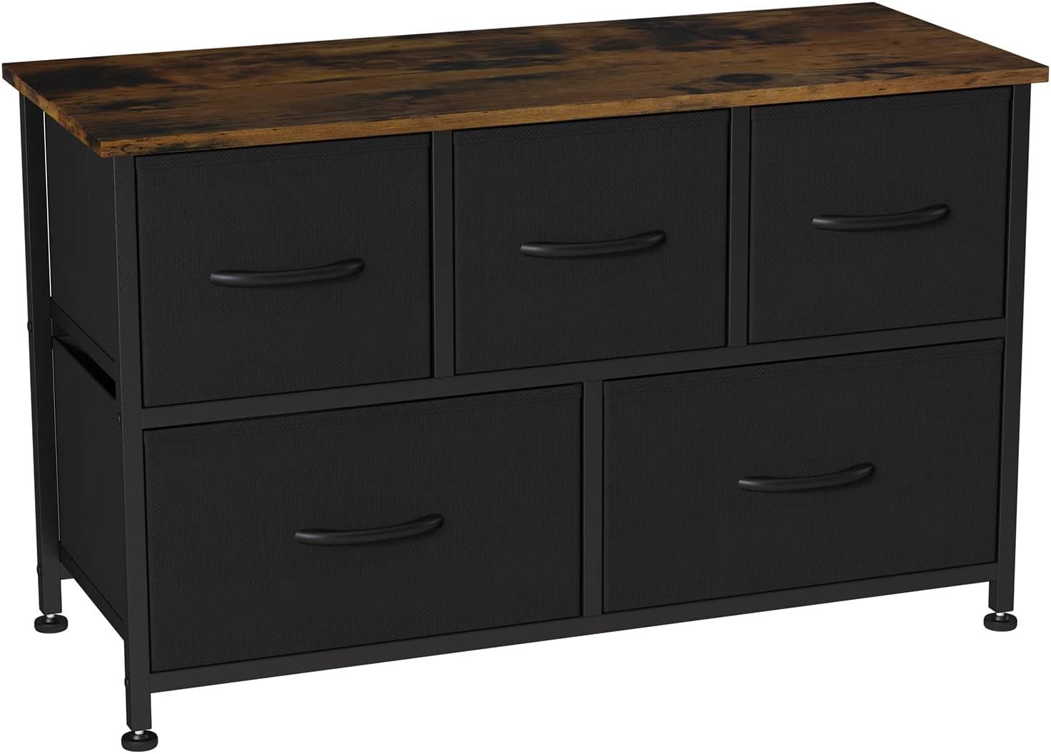 Somdot Dresser with 5 Easy Pull Drawers 39.4'' Wide Fabric Dresser Vertical Storage Tower Organizer Unit for Bedroom Office Laundry Closet Entryway