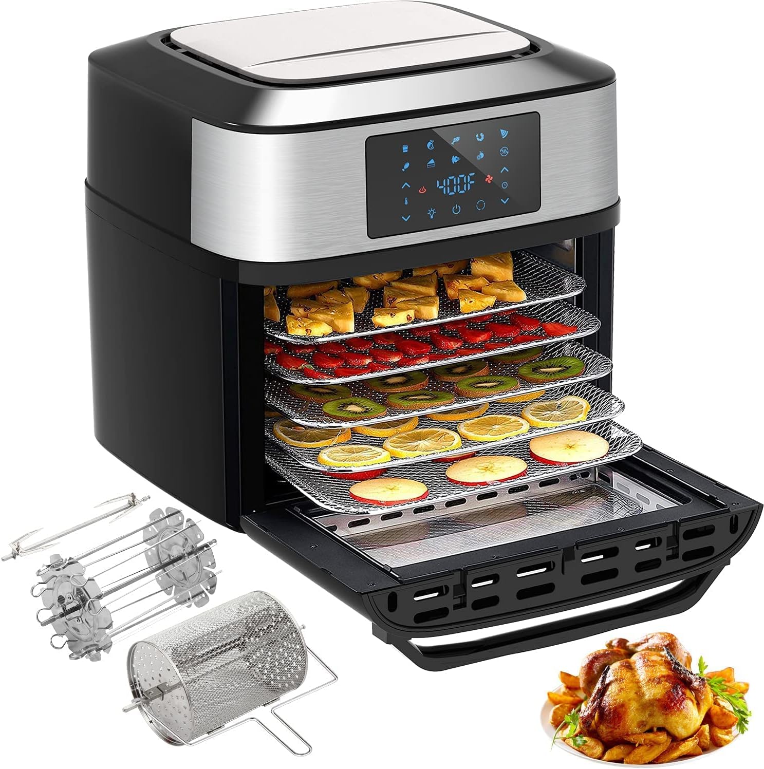 10-in-1 Air Fryer Oven, 20 Quart Airfryer Toaster Oven Combo, 1800W Large Digital LED Screen Air Fryers