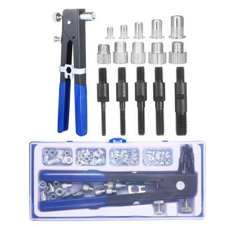 Carevas 86pcs Rivet Nut Tool Kit Set Blind Rivet Nut Hand Riveter Wrench Threaded Insert Tool Rivet Nut with Metric Rivet Nuts A