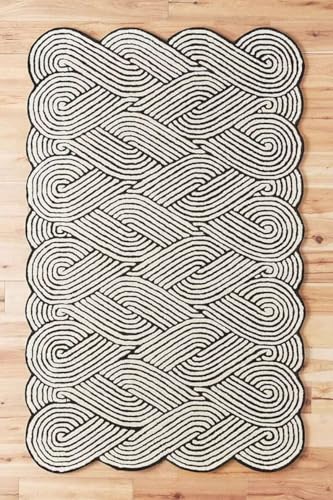 Hand Tufted Maximus Modern Area Rug, New Zealand Woolen Carpet for Living Room, Bedroom, Dining Room and Hall (3x5 Feet, Black)