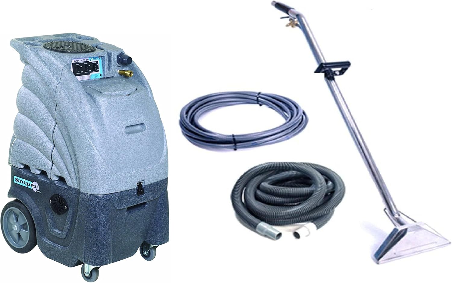 Sandia Extractor, Hot and Cold Water Carpet Cleaner, 80-2100-H Dual 2 Stage Vacuum Motor with a Commercial Sniper Industrial Product Bundle