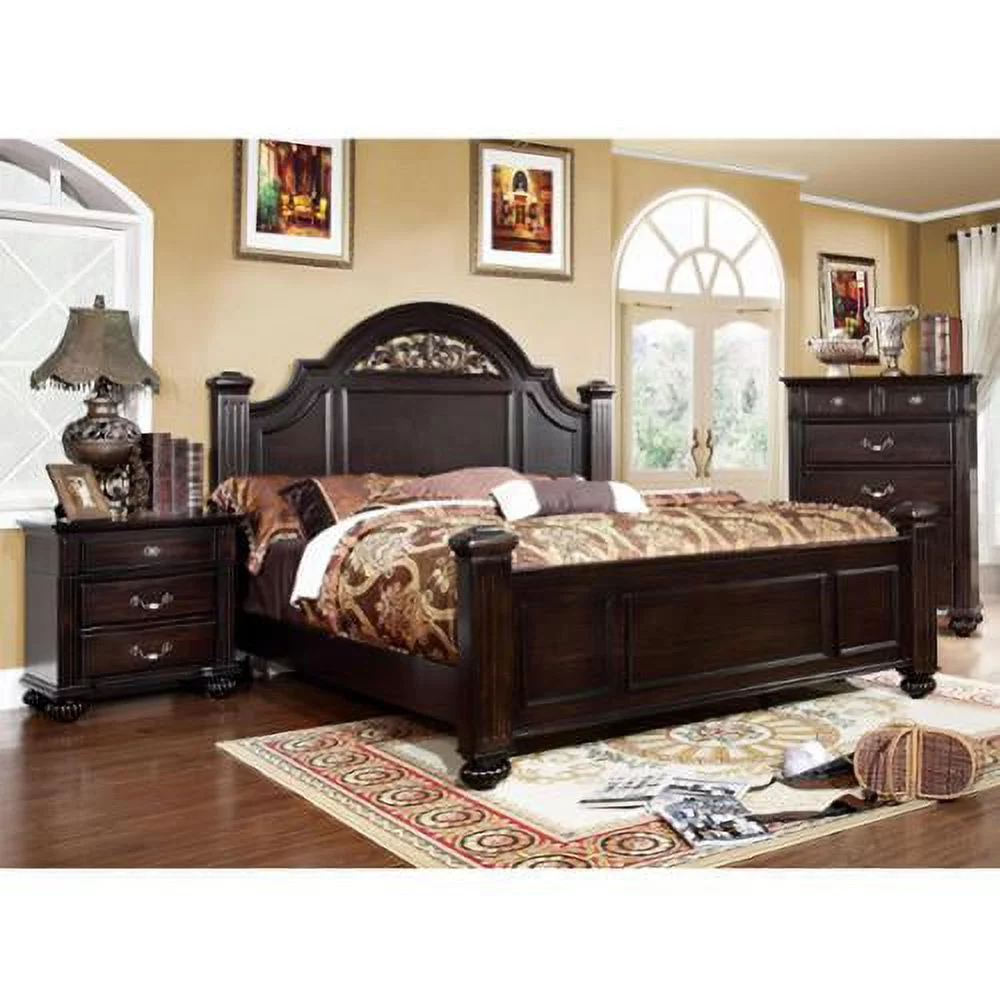 Furniture of America Vame Traditional Walnut Wood 2-Piece Poster Bedroom Set by  Queen