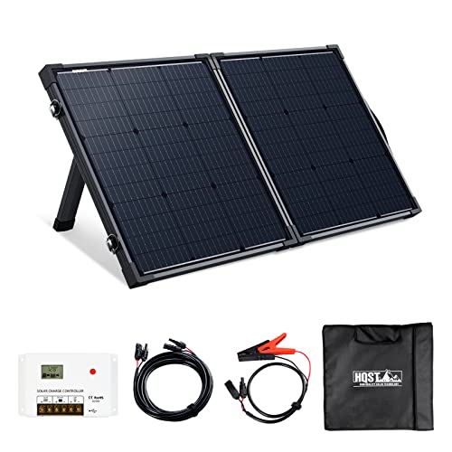 HQST 100 Watt 12 Volt 9BB Cell Portable Solar Panel Suitcase w/ 30 Amp PWM Charge Controller for Solar Generator, Power Station, Battery Charging, RV