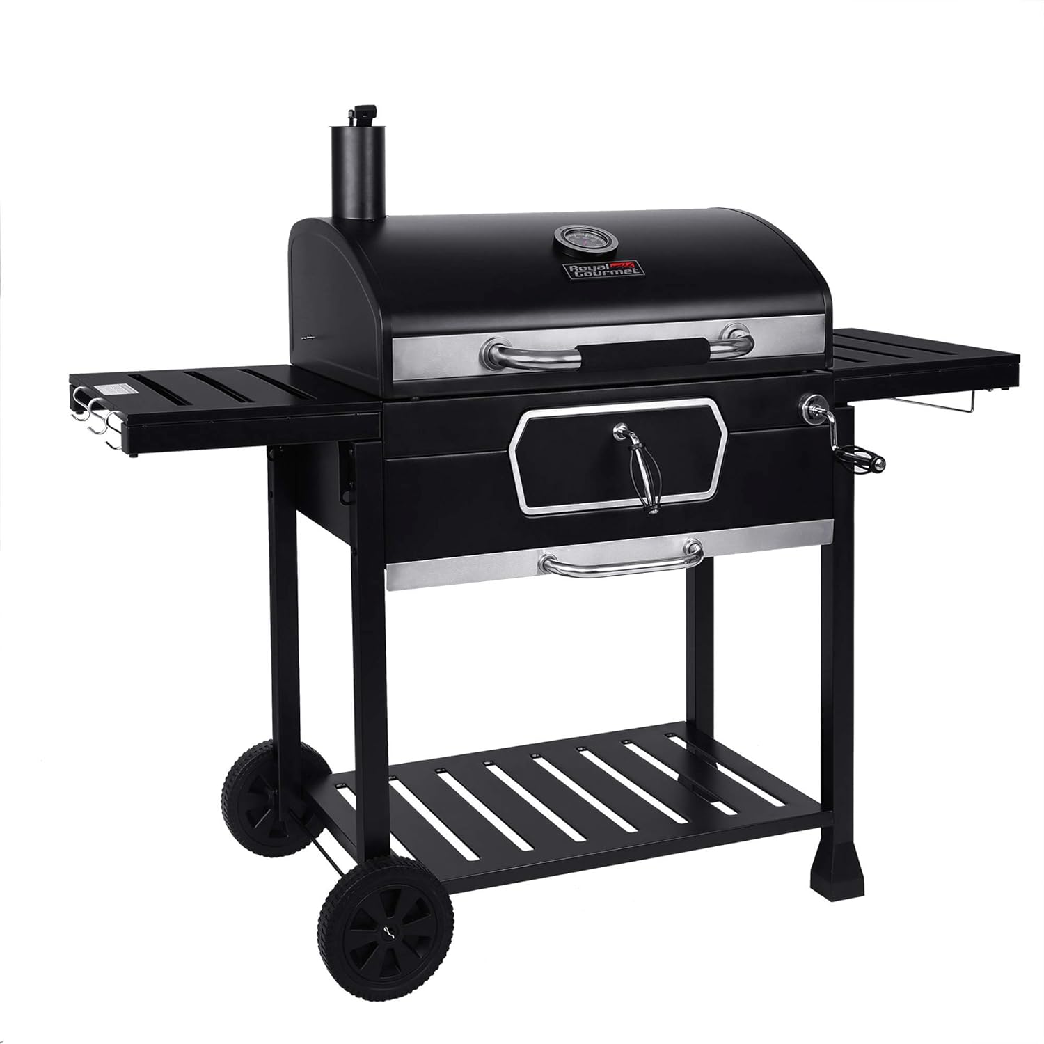 Royal Gourmet CD2030AN 30-Inch Charcoal Grill, Deluxe BBQ Smoker Picnic Camping Patio Backyard Cooking, Black