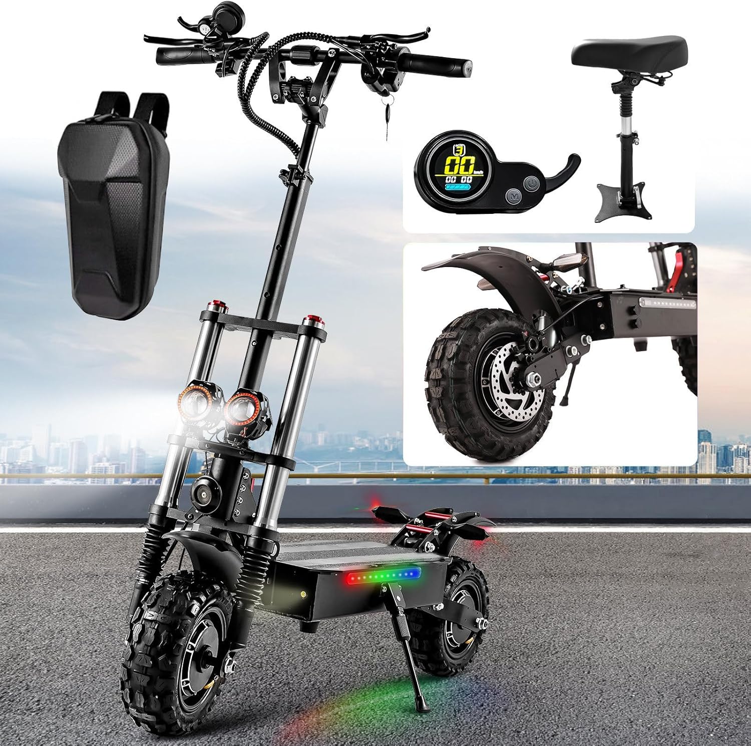 5600W Electric Scooter Adults With Seat - Offroad Electric Scooter Up to 50MPH & 60+Miles Range Fast Electric Scooters