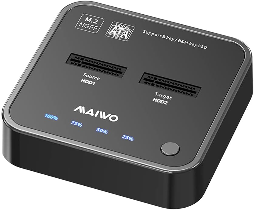 MAIWO K3016S 2 Bay m.2 SATA Docking Station, Tool-Free Type C to SATA SSD External Hard Drive Enclosure for B + M Key