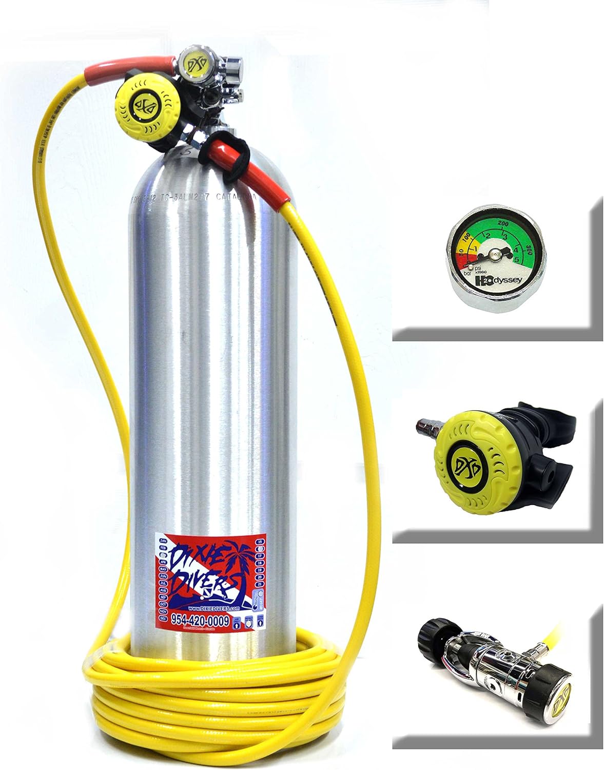 Kayak Diver Regulator Kit 50 Foot Hose DxD Reg Gauge and First Stage Hookah hookahs Long Hose Clean Boat Bottom Dive Scuba