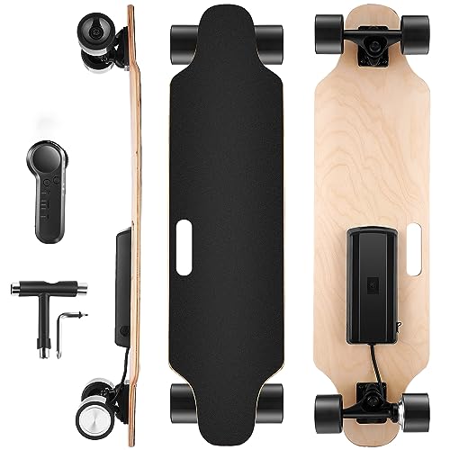 Caroma Electric Skateboards with Remote, 350W Powerful Brushless Motor, 12.4MPH Top Speed, 13 Miles Max Range, Various Speeds Adjustable