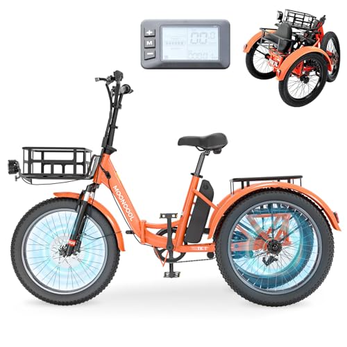 Electric Trike, Electric Tricycle for Adults, 20" Folding 3 Wheels Electric Bicycle Bikes, 48V 500W/750W Motorized Electric Ebike with Aluminum Frame