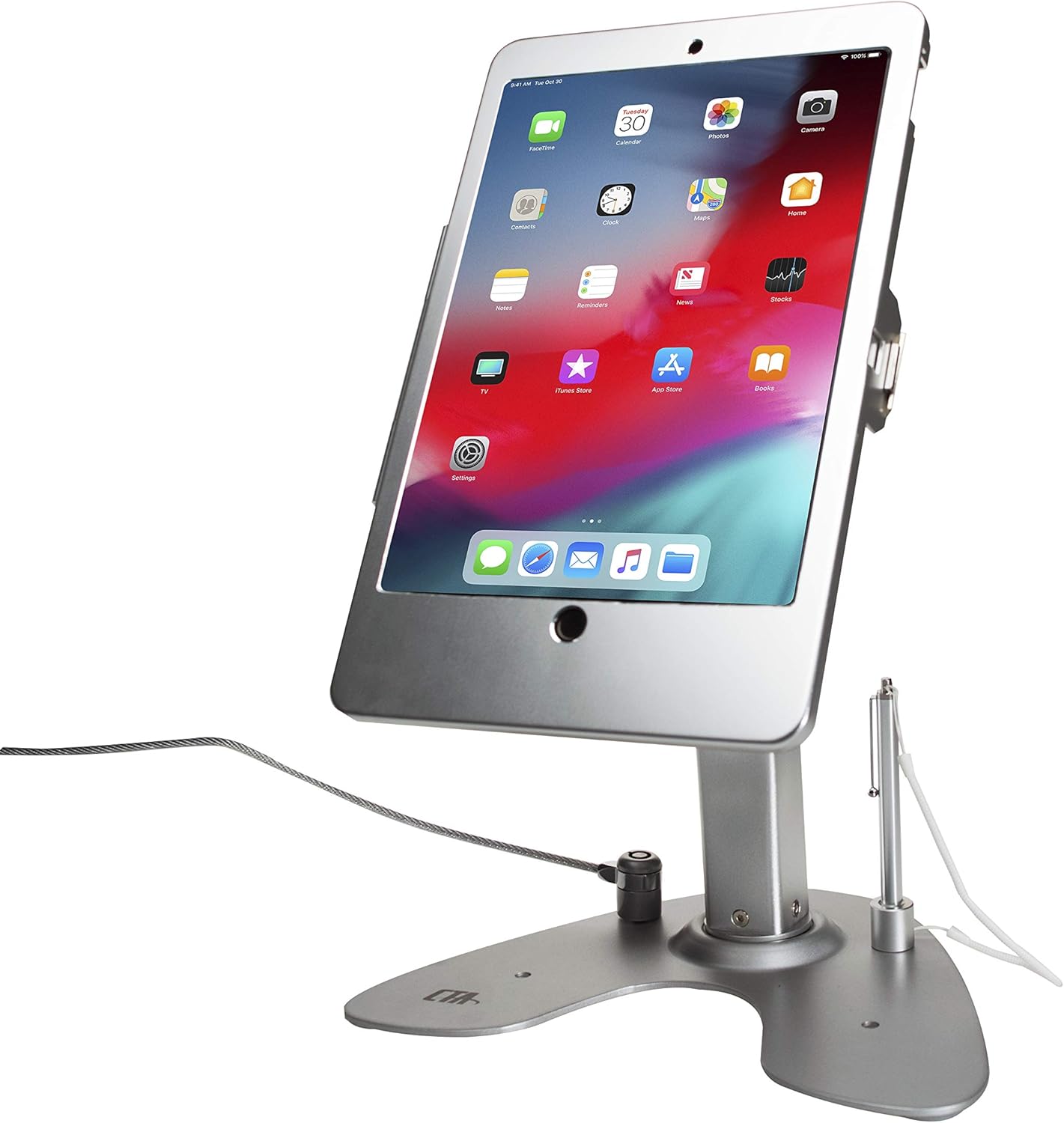 Dual Kiosk Stand – CTA Security Stand with Locking Case, Cable, Stylus and Tether – Compatible with Headphone Jack, iPad 7th/ 8th/ 9th Gen 10.2”