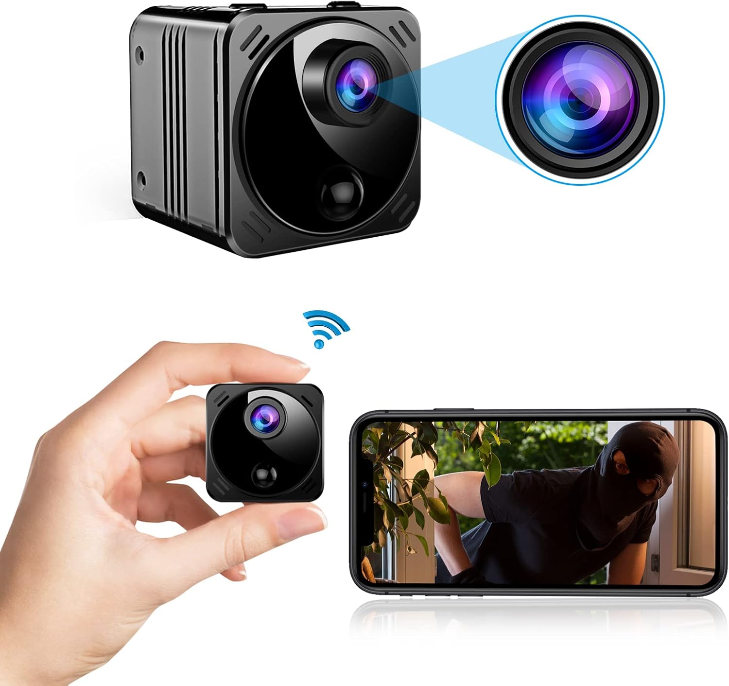 Smallest Security Camera 4K Mini Camera Wireless Nanny Cam Surveillance Camera WiFi with Phone App, Live Feed, Night Vision, Motion Detection