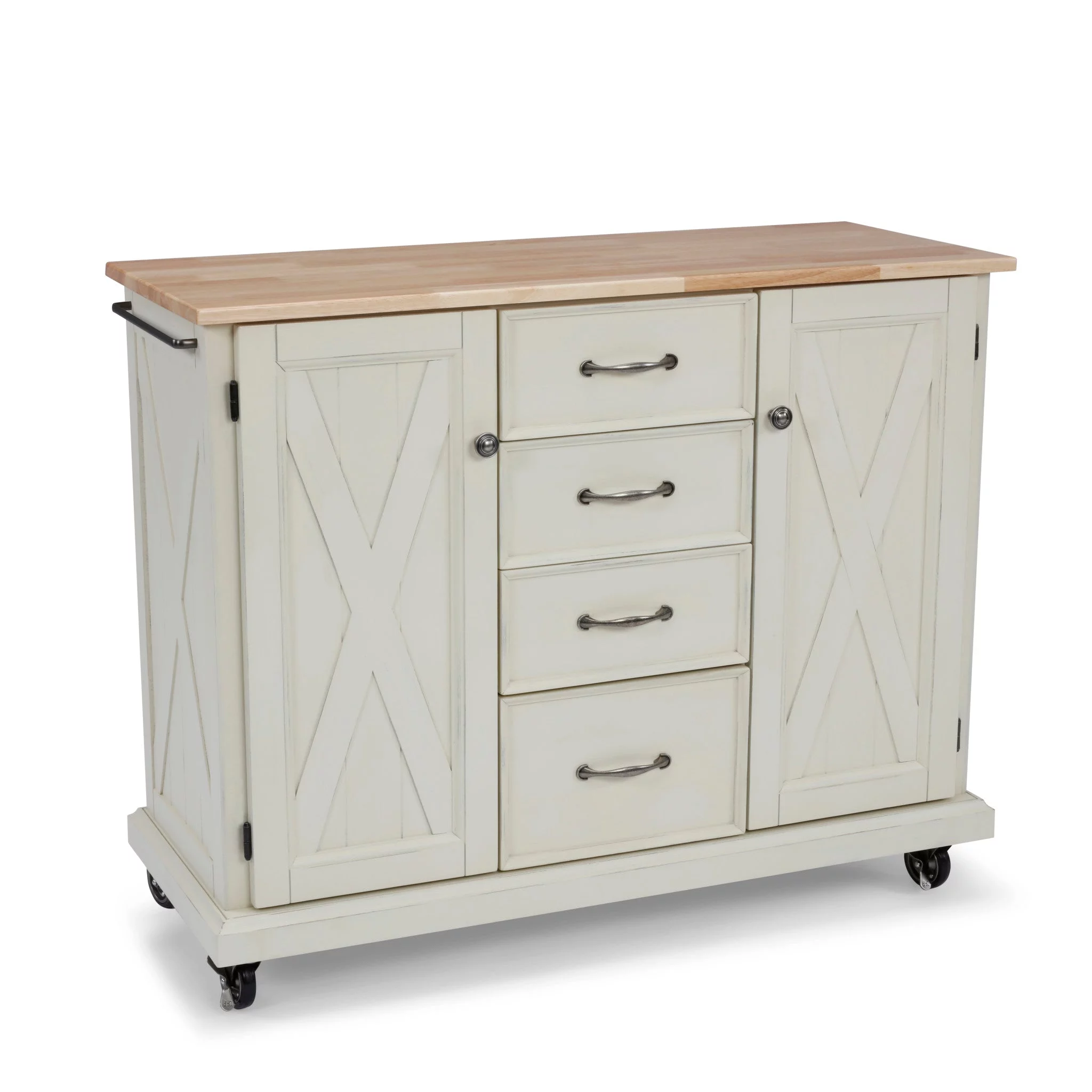 Homestyles Seaside Lodge Wood Kitchen Cart in Off White