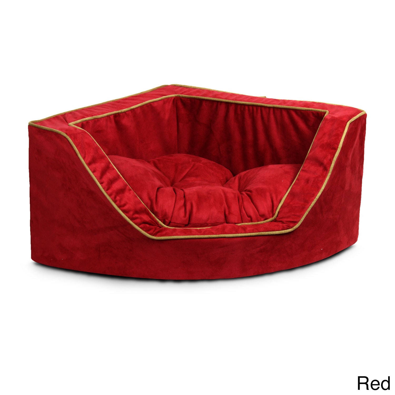 Snoozer Luxury Corner Pet Bed, Small, Red/Camel