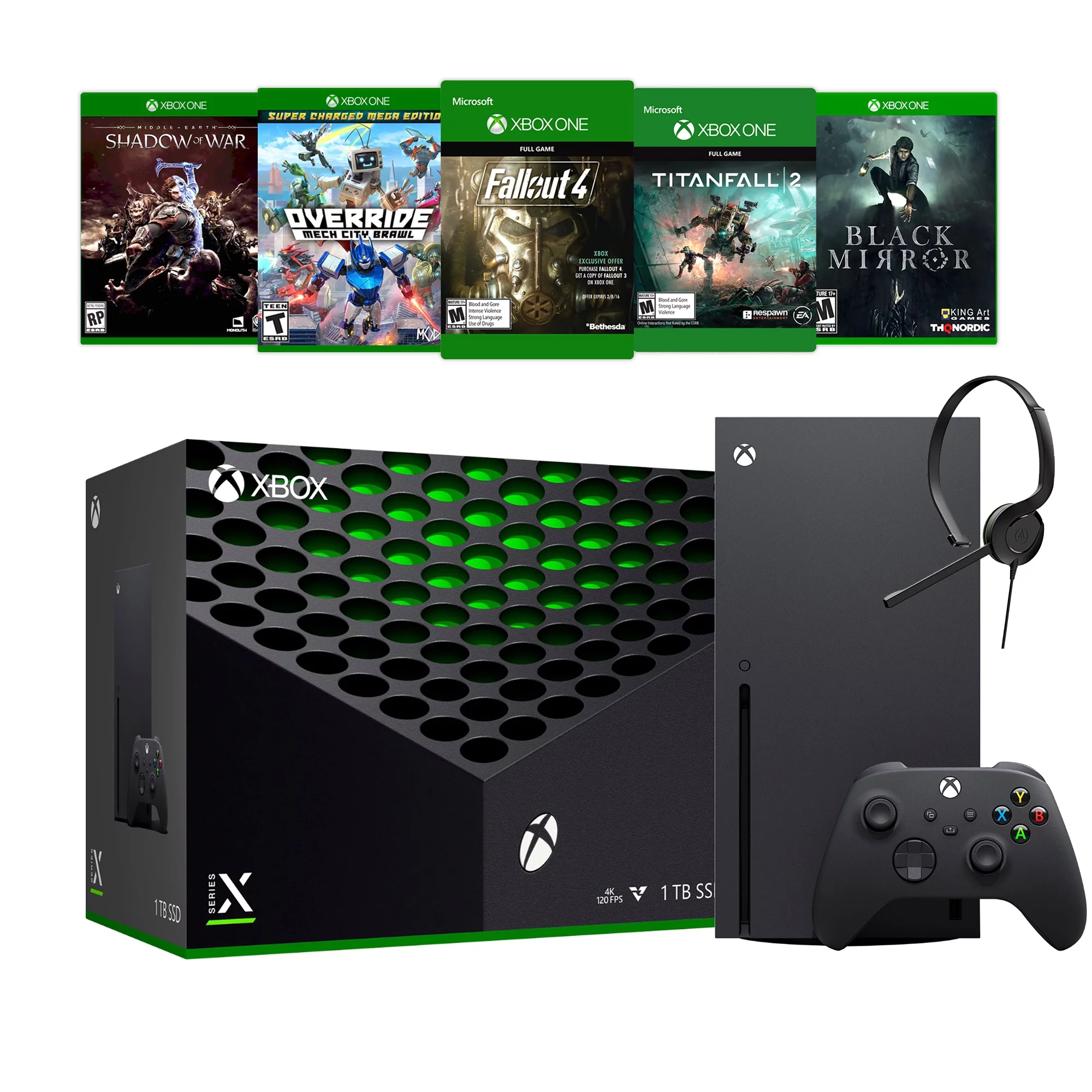 Xbox Series X Latest Flagship 1TB SSD Console Bundle with Five Games and Xbox Chat Headset