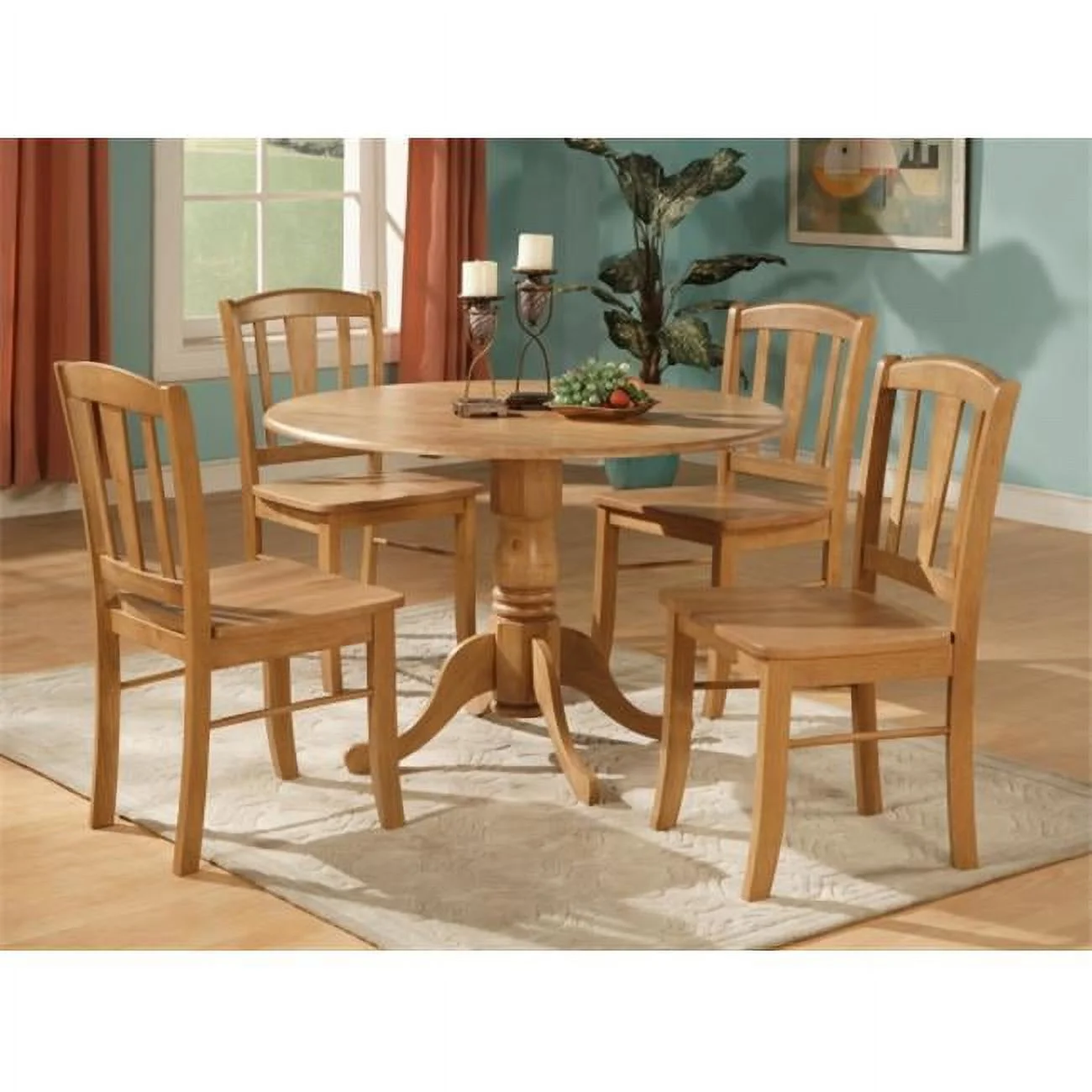 5 Piece Small Kitchen Table and Chairs Set-Round Table and 4 Dinette Chairs Chairs