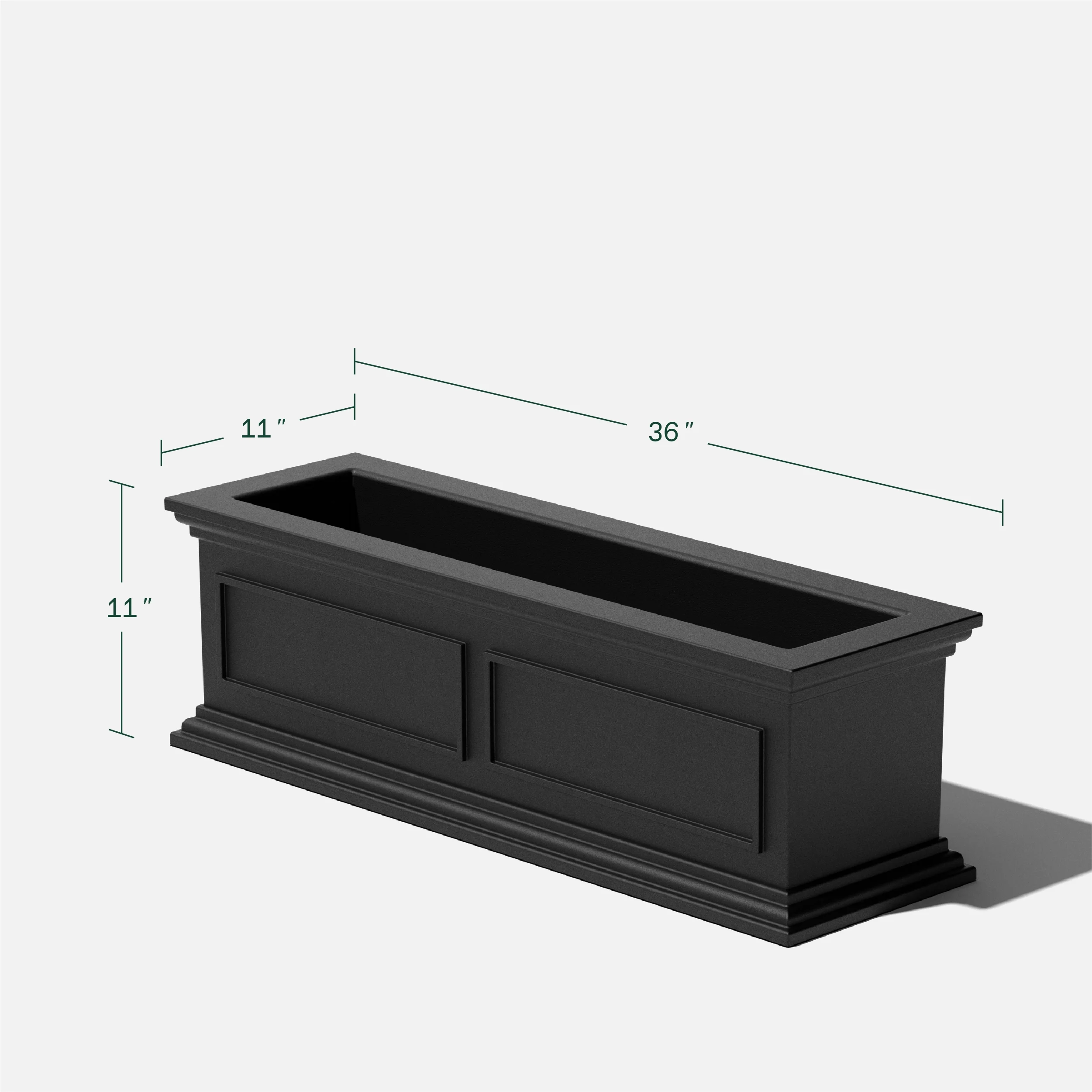 Veradek Brixton Window Box 36" Planter Black Black