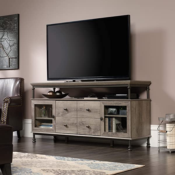Sauder Canal Street Entertainment Credenza, For TV's up to 60", Northern Oak Finish