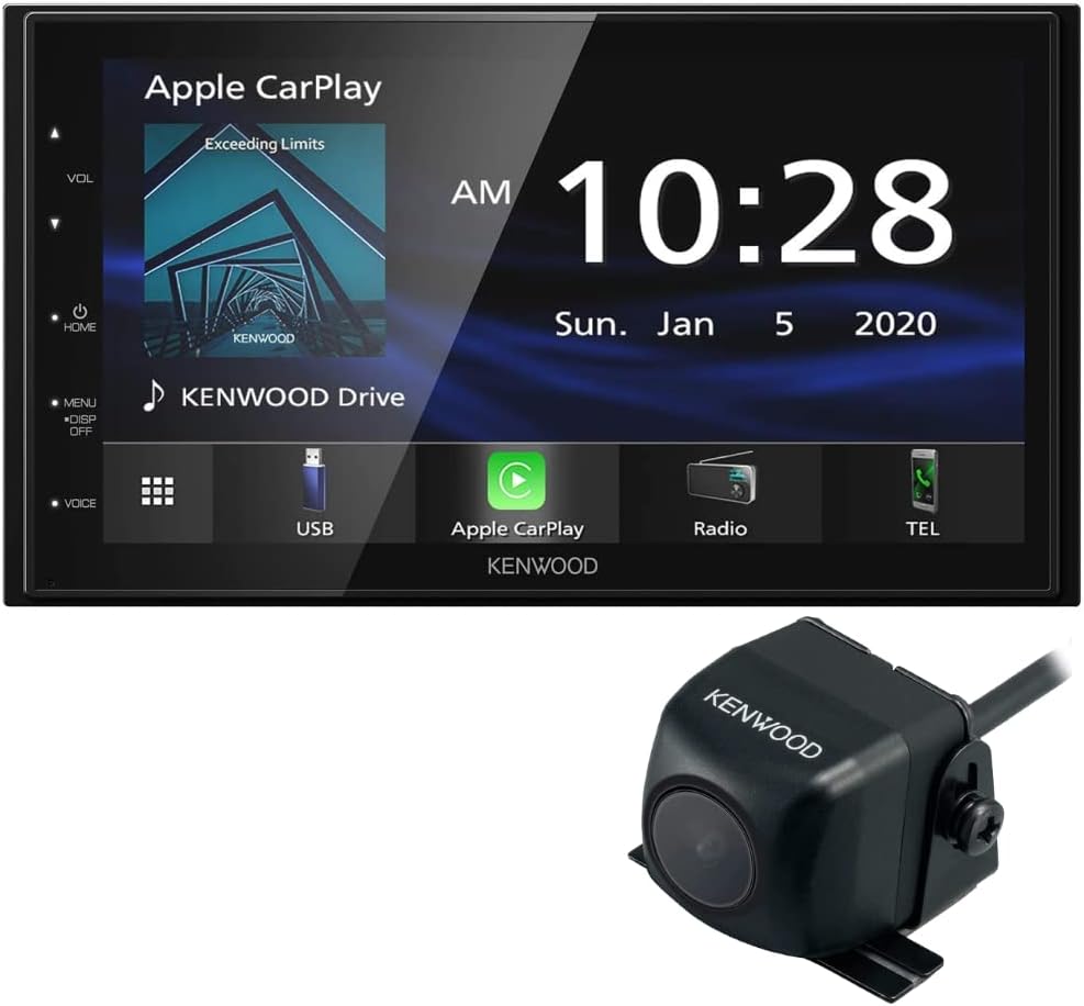 Kenwood DMX4707S 6.8" Capacitive Touch screen Digital Multimedia Receiver with Apple CarPlay & Android Auto | Plus CMOS-230 Rearview Camera with