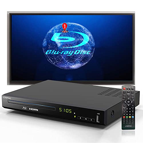 Blu Ray DVD Player,Full HD Blu-ray Disc Player with Metal Enclosure,Easy Hook Up and User Friendly, 1080P Home Theater DVD Player with HDMI Output