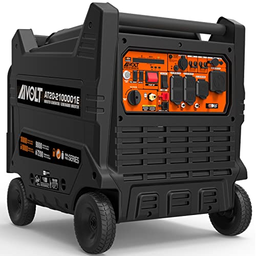 AIVOLT 8000 Watts Dual Fuel Portable Inverter Generator Super Quiet Gas Propane Powered Electric Start Outdoor Generator for Home Back Up Travel RV