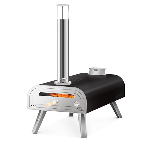 OVEN Pizza Wood Pellet Grill Outdoor Portable 16 inch Fired Pizza Maker with Pizza Stone & Built-in Thermometer ovens