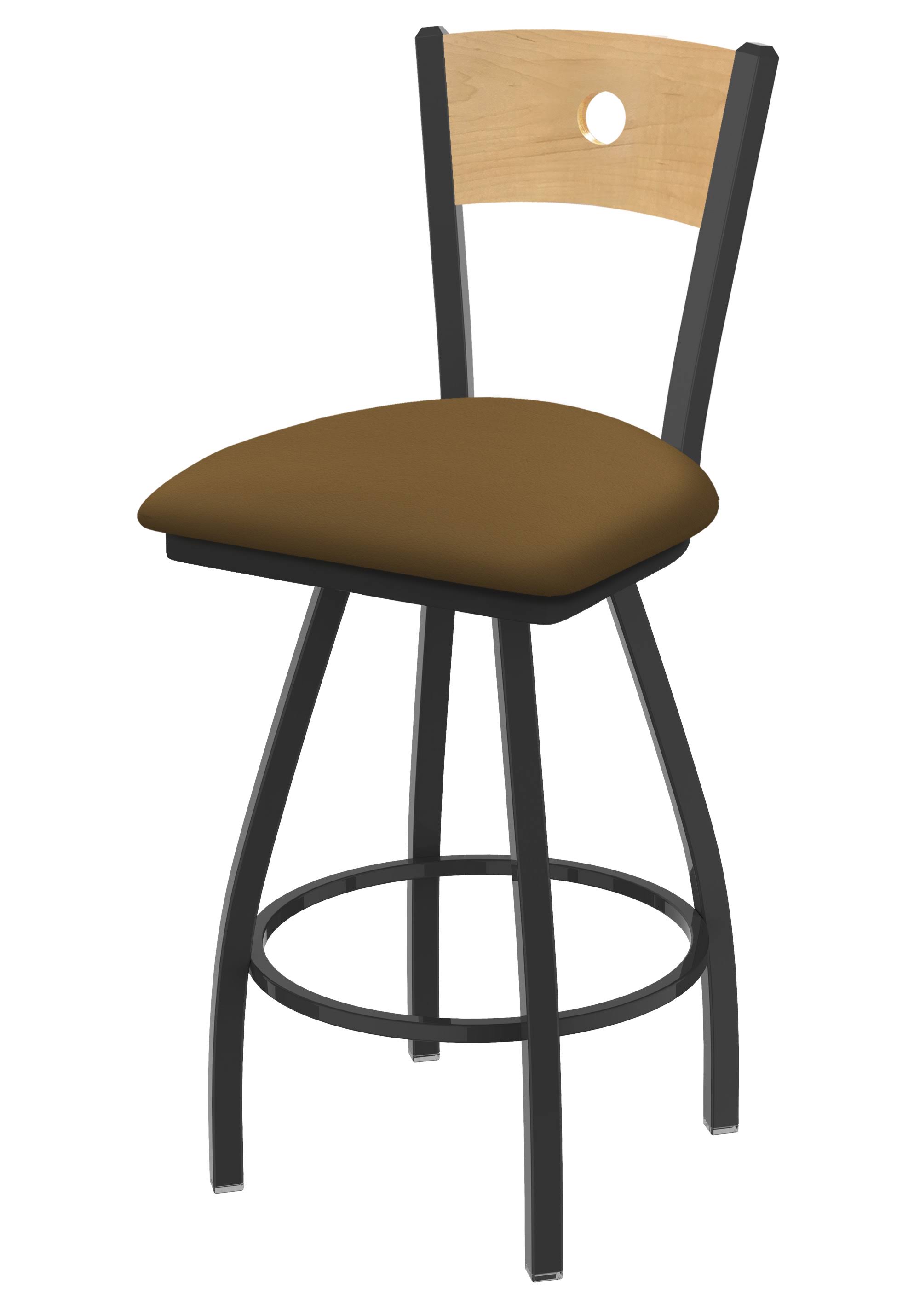 Holland Bar Stool 830 Voltaire 36x22 Swivel Counter Stool with Pewter Finish, Natural BACK, and Canter Saddle Seat