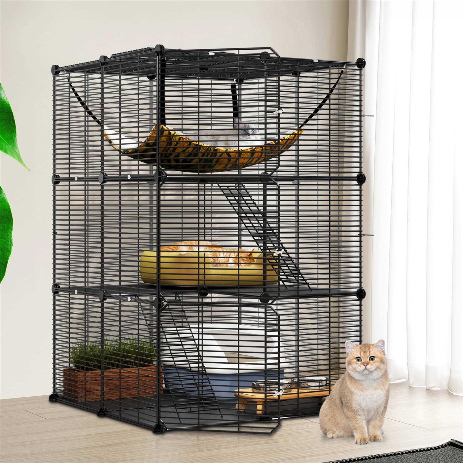 Dextrus Cat Cage Cat Enclosures Cat Kennel with Extra Large Hammock for 1-2 Cats - Pet Supplies online store
