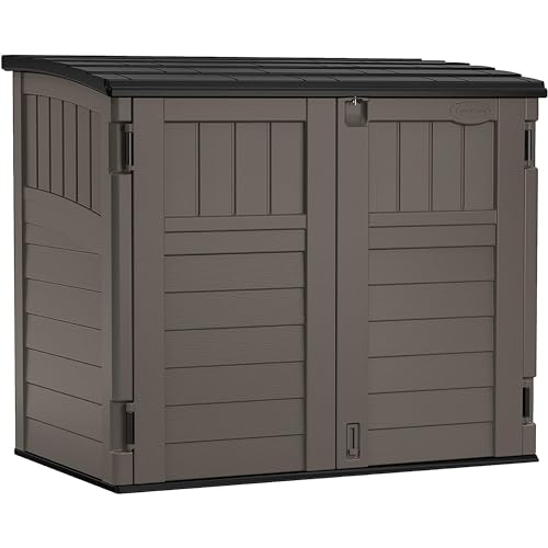 Suncast Outdoor Storage Shed for Backyard and Garden, Horizontal, 4' x 2.5', Stoney Grey - Portable Utility Deck and Cabinet for Tools, Equipment