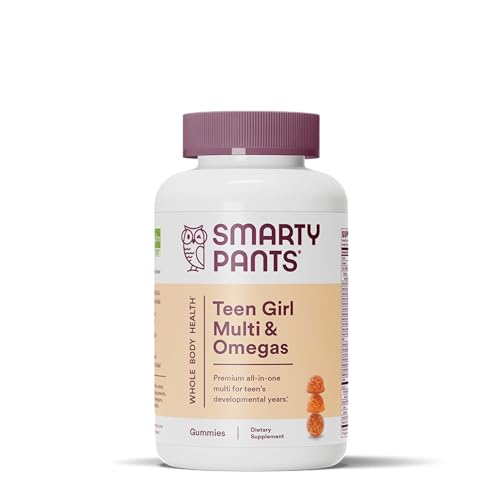 SmartyPants Teen Girl Formula, Daily Multivitamin Gummies: Vitamins C, B12, K, Zinc, & Biotin for Immune Support, Energy, Skin & Hair Support