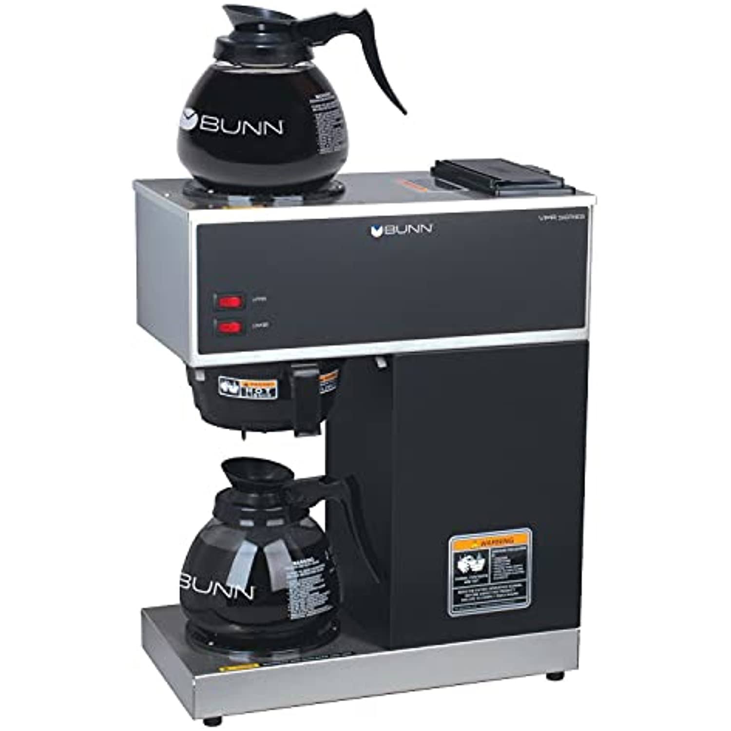 Bunn 33200.0015 VPR-2GD 12-Cup Pourover Commercial Coffee Brewer with Upper and Lower Warmers and Two Glass Decanters, Black