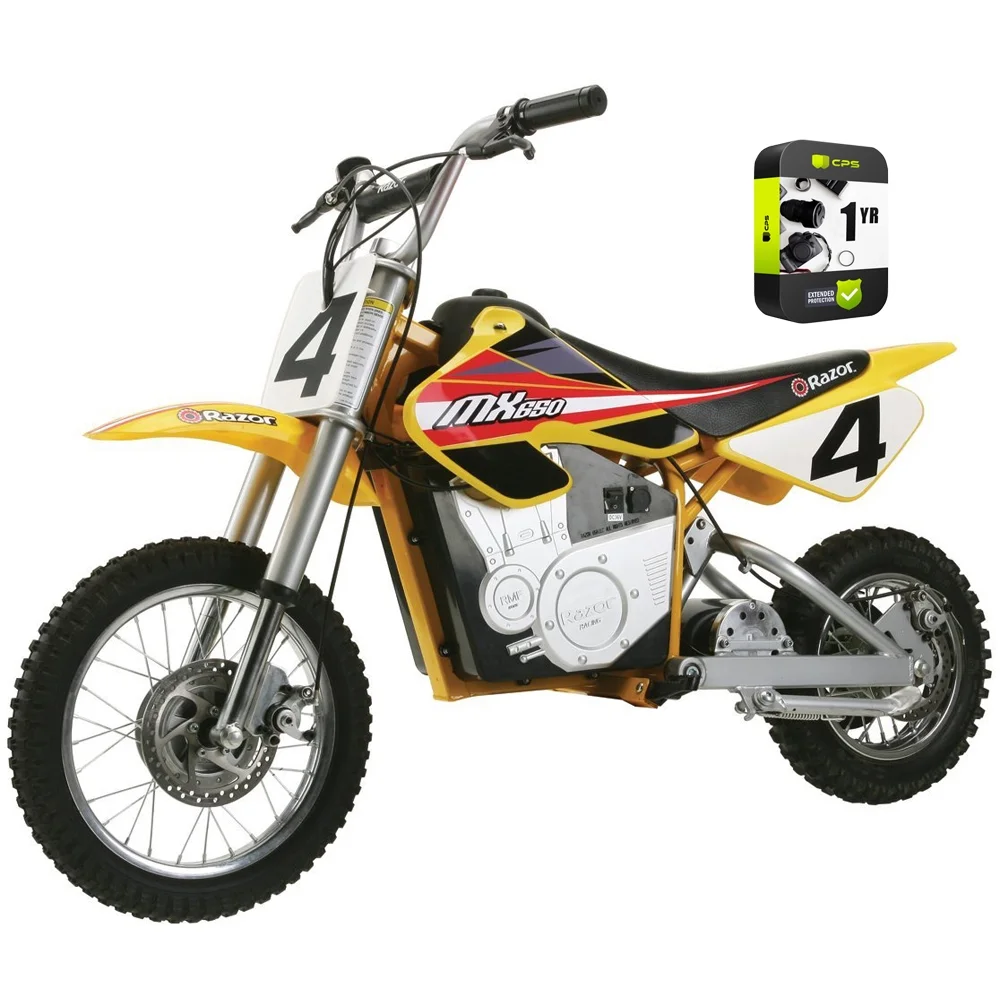 Razor 15165070 MX650 Dirt Rocket Electric Motocross Bike Bundle with 1 Year Extended Protection Plan - Radiant Selections