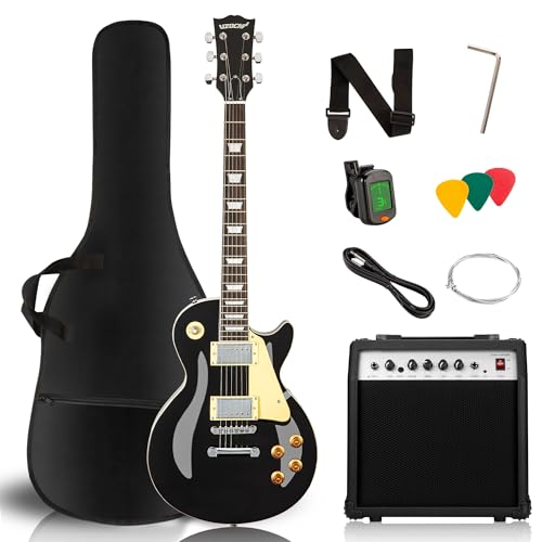 LP Electric Guitar Beginner Kit with 20W Amp & All Starter Accessories, Solid Body, Mahogany Wood