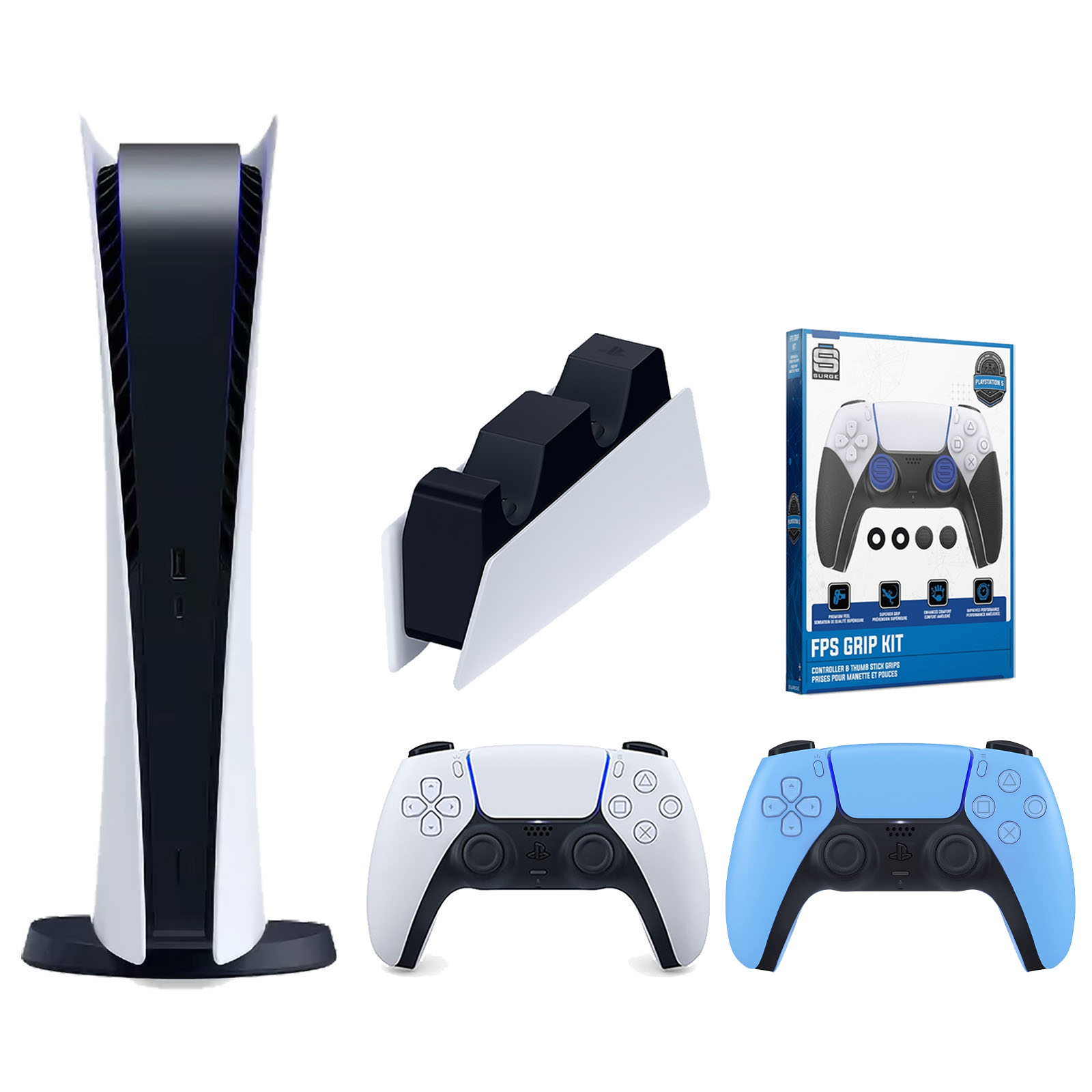 Sony Playstation 5 Digital Edition Console with Extra Blue Controller