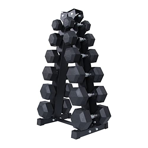 RITFIT 300/350/450/200/210 LB Rubber Hex Dumbbells Set with Optional Dumbbell Rack, Multi Weight Set to Choose, Ideal for Home Gym and Fitness