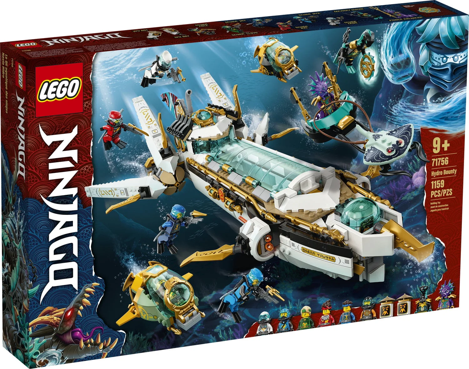 LEGO NINJAGO Hydro Bounty Building Set, 71756 Submarine Toy with Kai and Nya Minifigures, Ninja Toys, Gifts, Presents for Kids, Boys
