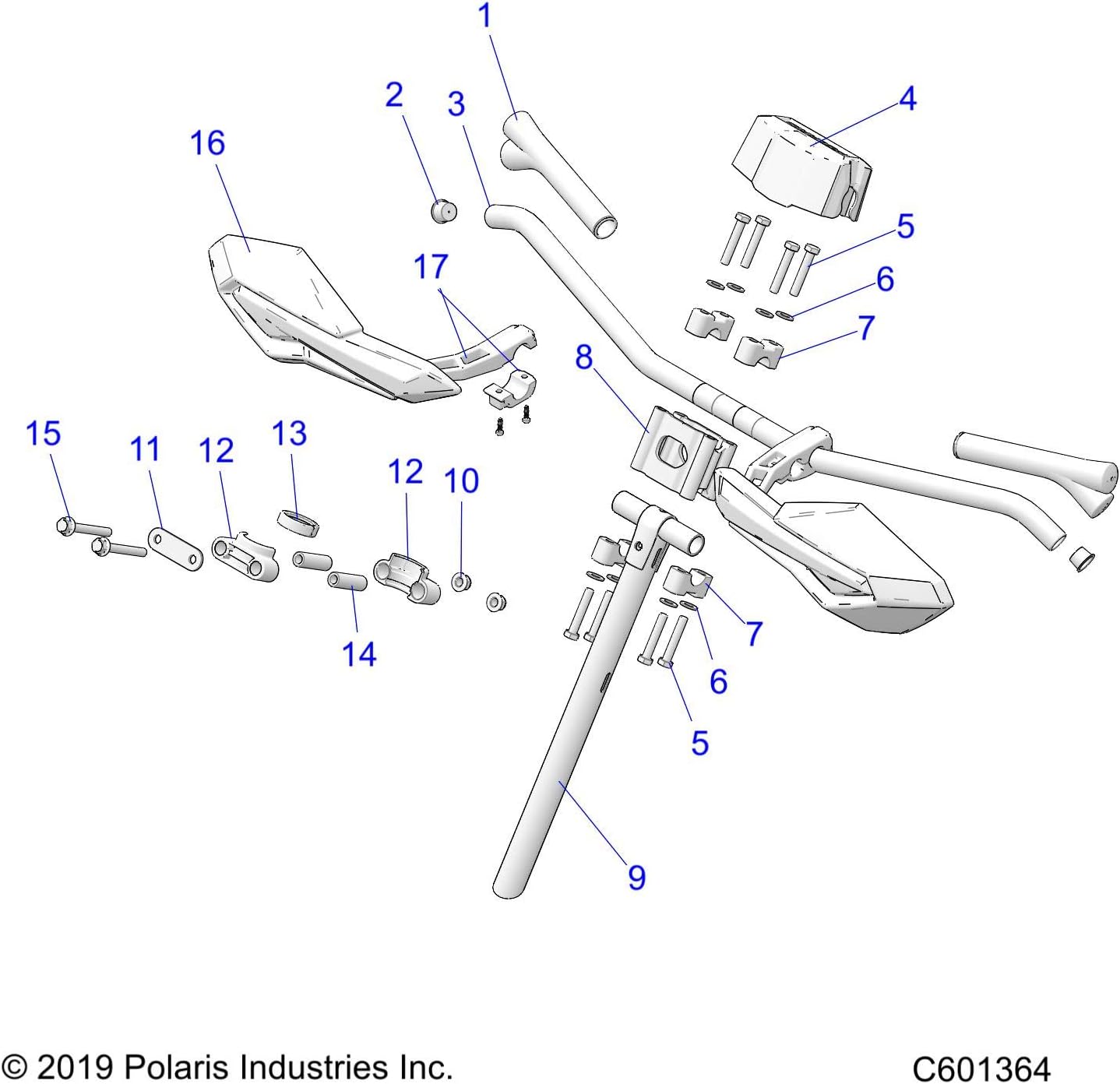 Polaris Snowmobile AXYS® Straight Bar Handguard Mounts Pack of 2