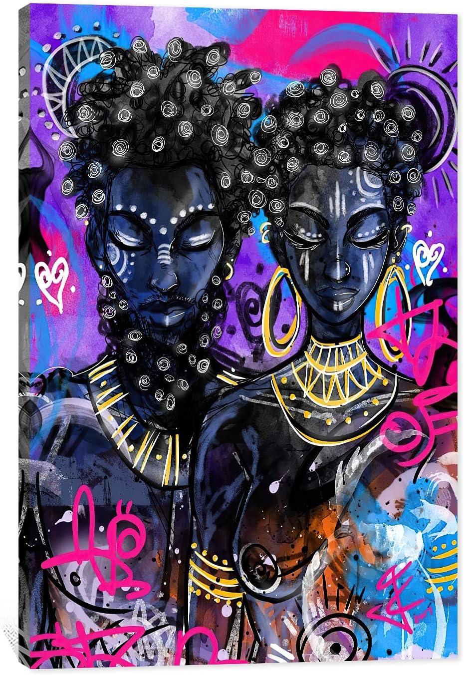 African American Wall Art, Black King and Queen Wall Art, Black Art Wall Art Decor, Black Couple Picture for Living Room Decor