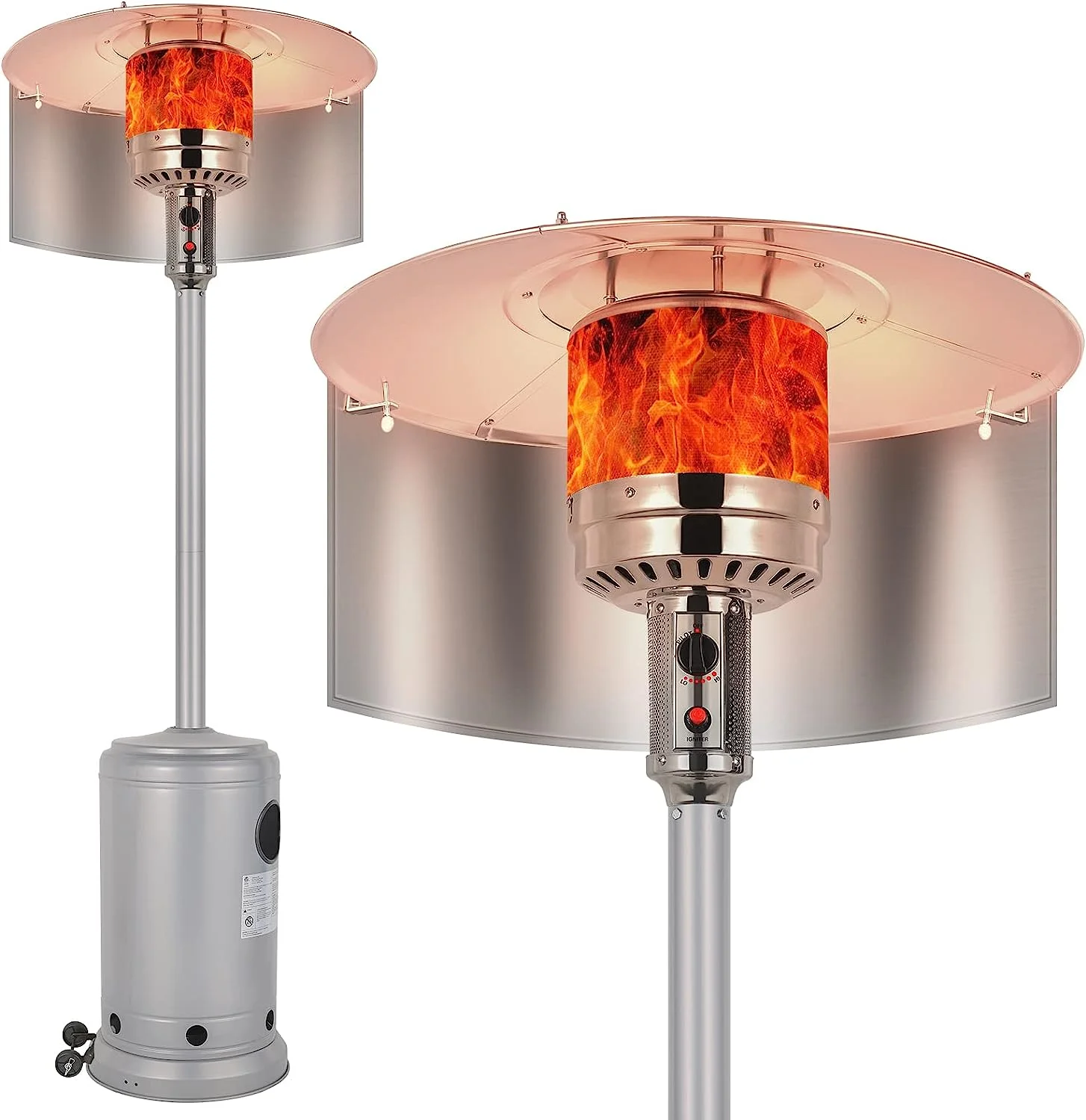 50,000 BTU Propane Patio Heater with Reflector, Stainless Steel Burner, Triple Protection System, Wheels, Outdoor Heaters for Patio, Garden