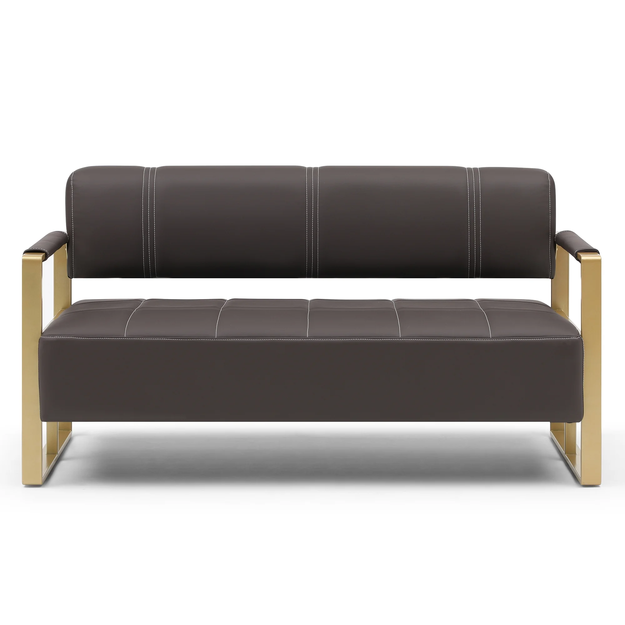57.9" Width Modern Upholstery Faux Bonded Leather Loveseat Sofa for Living Room Accent Love Seats for Small Spaces 2 Seater Couch Sofa Office