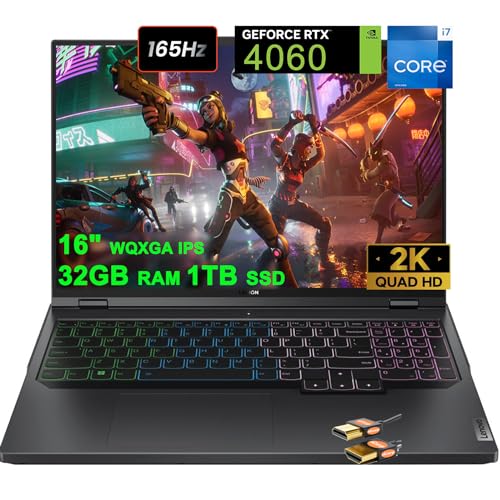 Lenovo Legion Pro 5 Gaming Laptop 16" WQXGA 165Hz 100% sRGB Intel 16-Core i7-13700HX (Beats i9-12900H) 32GB RAM 1TB SSD GeForce RTX4060 8GB Graphic